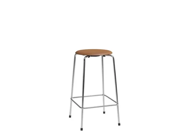 FRITZ HANSEN - Tabouret de bar High Dot 76 cm, chrome/noyer, cuir