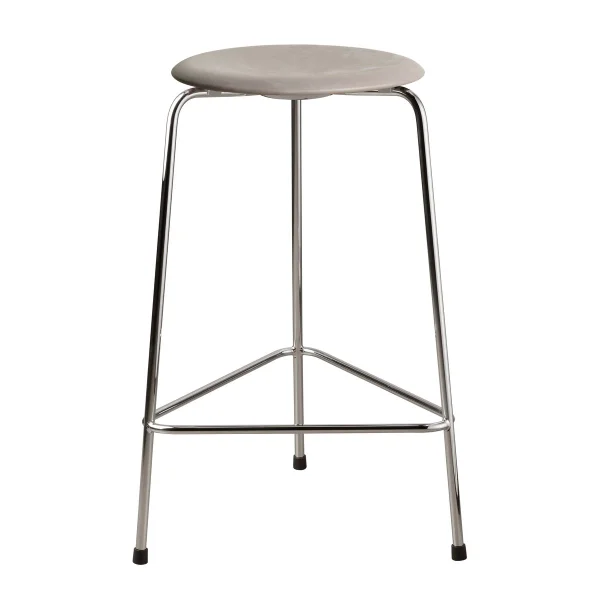 Fritz Hansen Tabouret haut en cuir Dot Lava grey-chrome