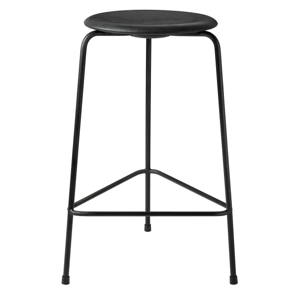 Fritz Hansen Tabouret haut en cuir Dot Noir cow-boy