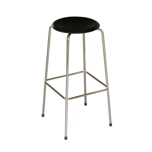 FRITZ HANSEN - Tabouret High Dot, 76 cm, chrome/gris fumé, bois