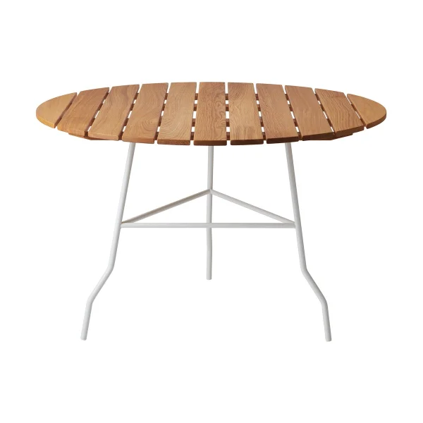 Gärsnäs Table Pia Ø110 cm Structure en acier laqué blanc - chêne huilé