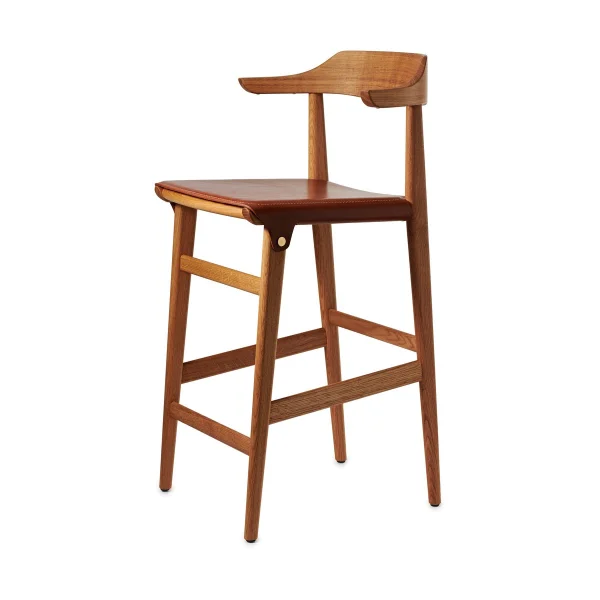 Gärsnäs Tabouret de bar Hedda Chêne-pure-cuir de Tärnsjö cognac