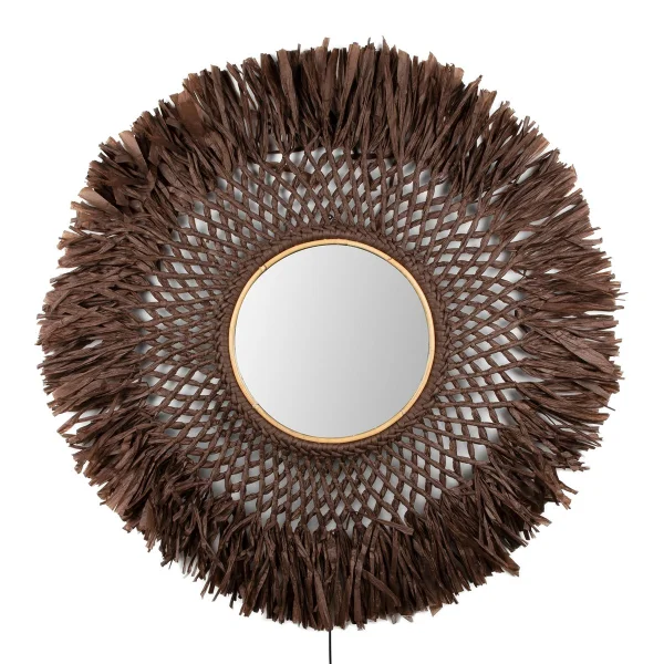 Globen Lighting Applique murale avec miroir Boho Ø90 cm Marron