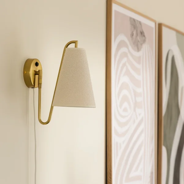 Globen Lighting - Applique murale Lou Bouclè blanc laiton tissu