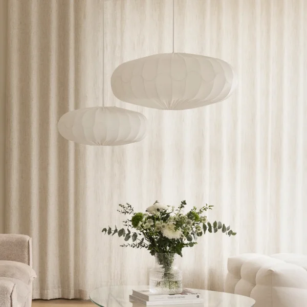 Globen Lighting - Bladverk 50 Suspension blanche en tissu