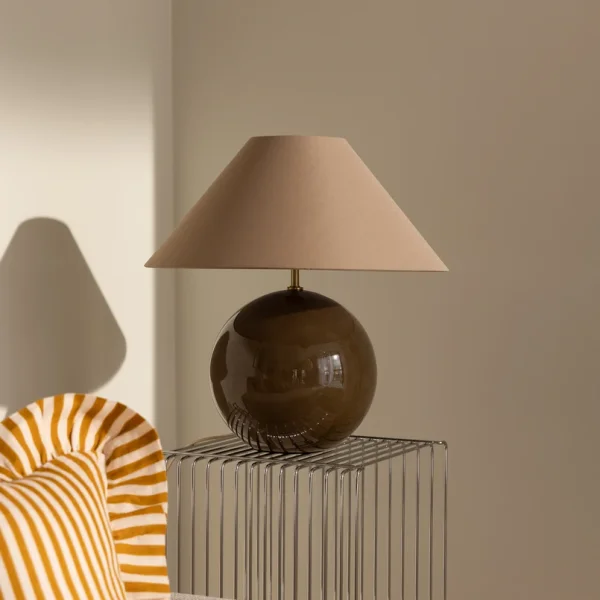 Globen Lighting - Iris 45 lampe à poser marron textile 45 cm