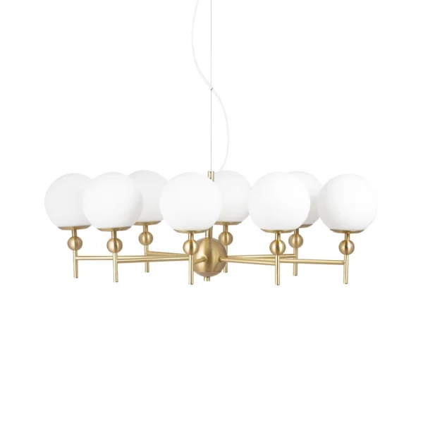 Globen Lighting Suspension Astrid laiton/blanc, 8 lampes