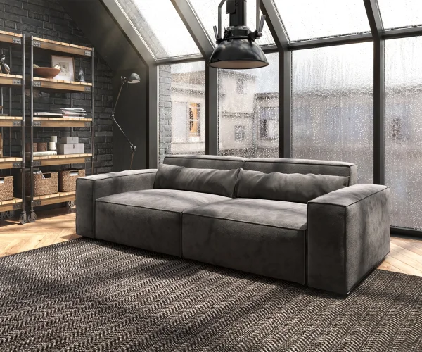 Grand Canapé Sirpio 230x90 cm Microfibre Marron Kaki