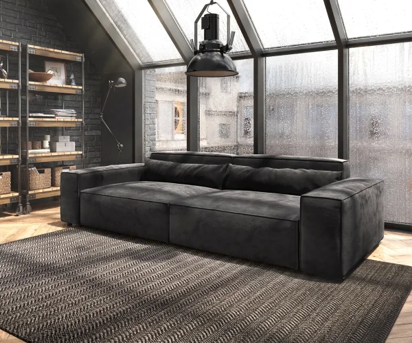 Grand Canapé Sirpio XL 270x130 cm Microfibre Noir