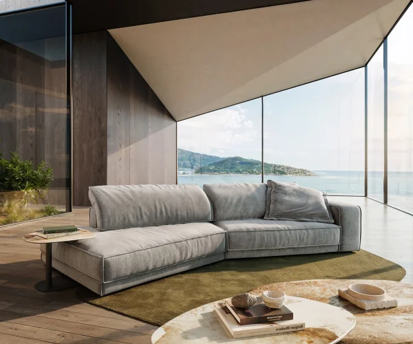 Grand canapé Snoosh 400x150 cm Tissu structuré Soft Gris méridienne gauche