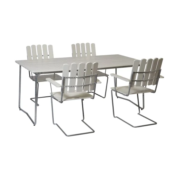 Grythyttan Stålmöbler Ensemble Salle à Manger Grythyttan blanc B31 170 cm + 4 A2