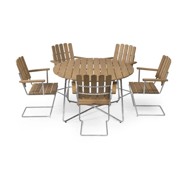 Grythyttan Stålmöbler Ensemble Salle à Manger Grythyttan en chêne 9A Ø120cm + 5x A2 Ensemble Salle à Manger Grythyttan en chêne 9A Ø120cm + 5x A2