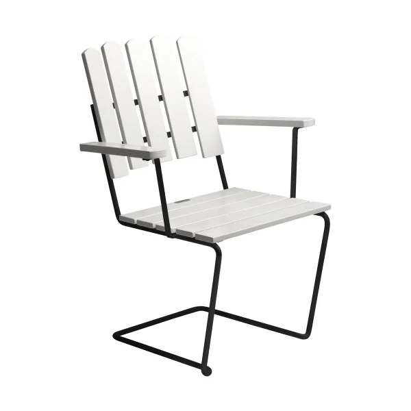 Grythyttan Stålmöbler Fauteuil A2 Laque blanche chêne-noir