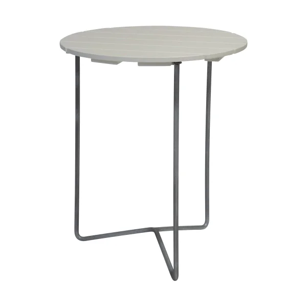 Grythyttan Stålmöbler Table 6B Ø60 cm Chêne laqué blanc - pieds galvanisés