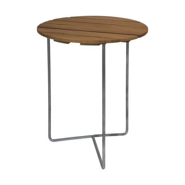 Grythyttan Stålmöbler Table 6B Ø60 cm Teck non traité - pieds galvanisés