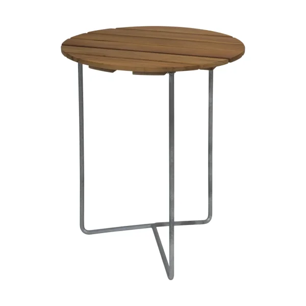 Grythyttan Stålmöbler Table 6B Teck non traité - pieds galvanisés, Ø60 cm