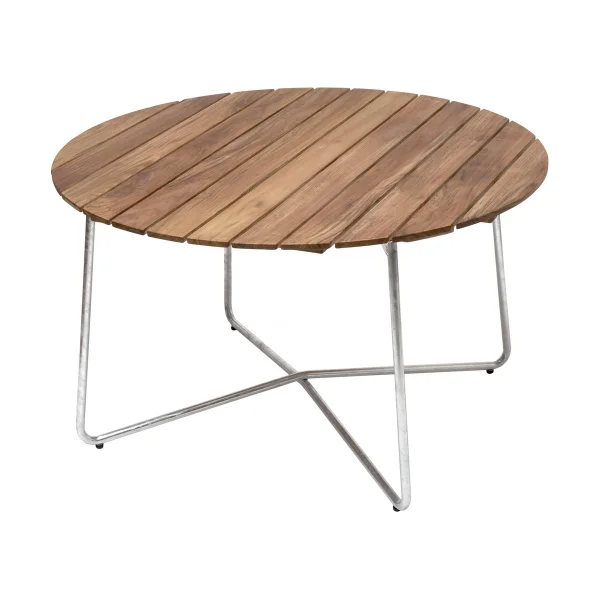 Grythyttan Stålmöbler Table à manger 9A Teck-structure en acier avec galvanisation à chaud Ø120 cm