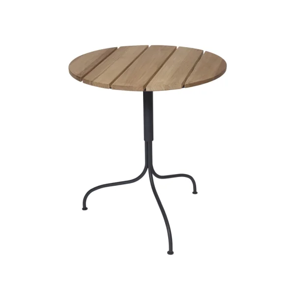 Grythyttan Stålmöbler Table Akleja Ø65cm Teck - structure en gris foncé