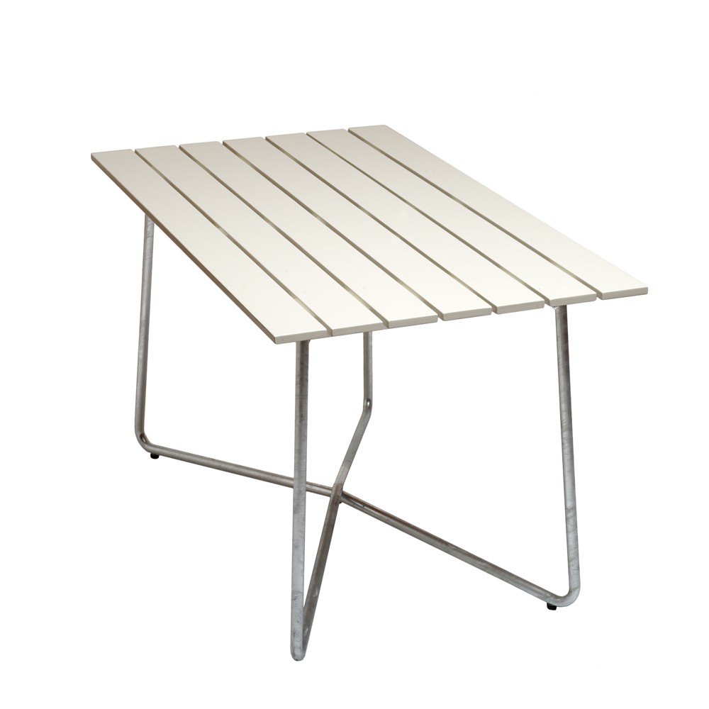 Grythyttan Stålmöbler Table B25A Chêne laqué blanc-galvanisation à chaud