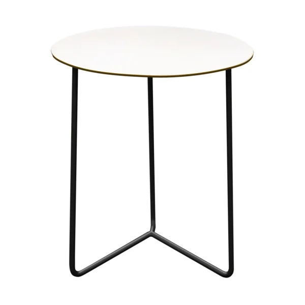 Grythyttan Stålmöbler Table High Tech Blanc stratifié compact-noir, Ø60 cm