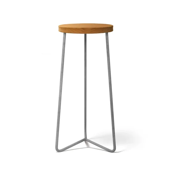 Grythyttan Stålmöbler Tabouret V-1 Teck-structure en acier avec galvanisation à chaud, 63 cm