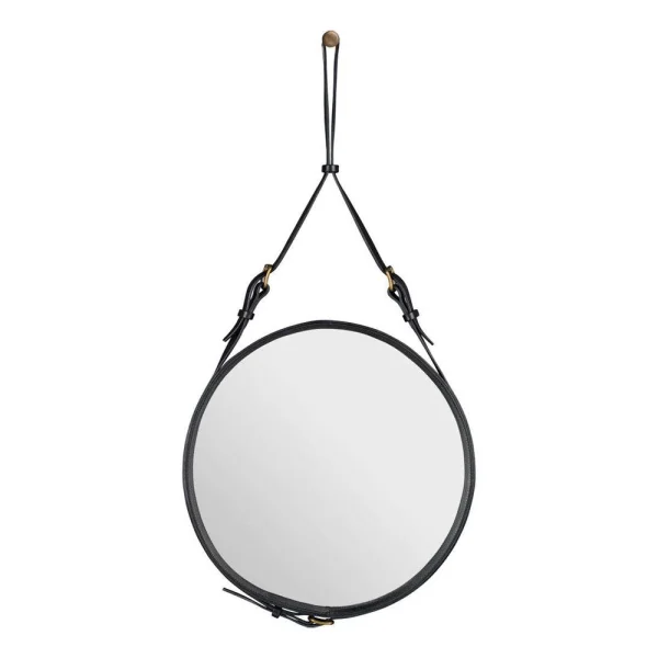 GUBI - Adnet Wall Mirror Circular Ø45 Black Leather