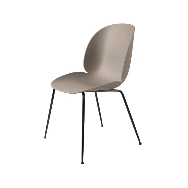 GUBI Chaise Beetle Nouveau beige, support en acier noir