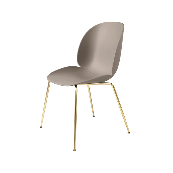 GUBI Chaise Beetle Nouveau beige, support en laiton