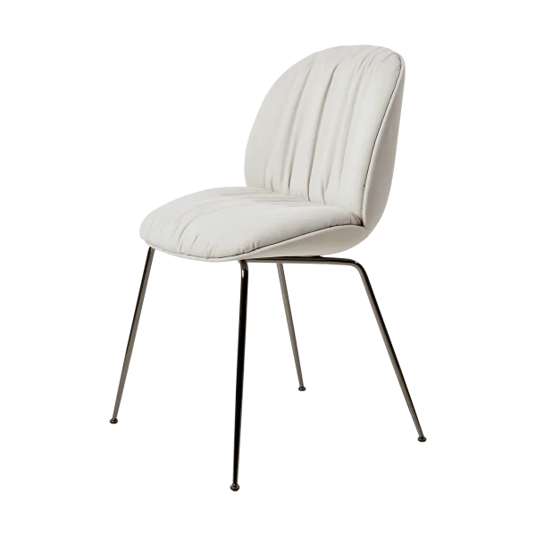GUBI Chaise Beetle Soft, dossier avant recouver Tabouret Reales Limonta 001, dossier noir, chrome