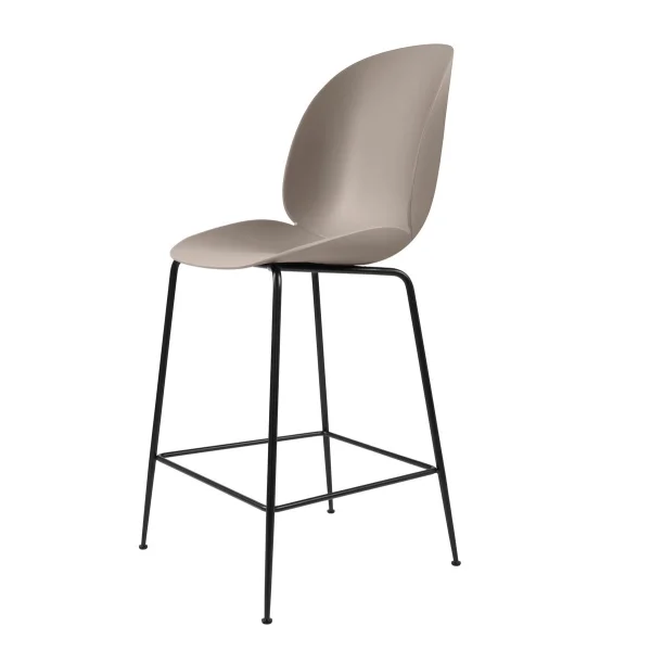 GUBI Chaise de bar Beetle plastique pieds noirs new beige