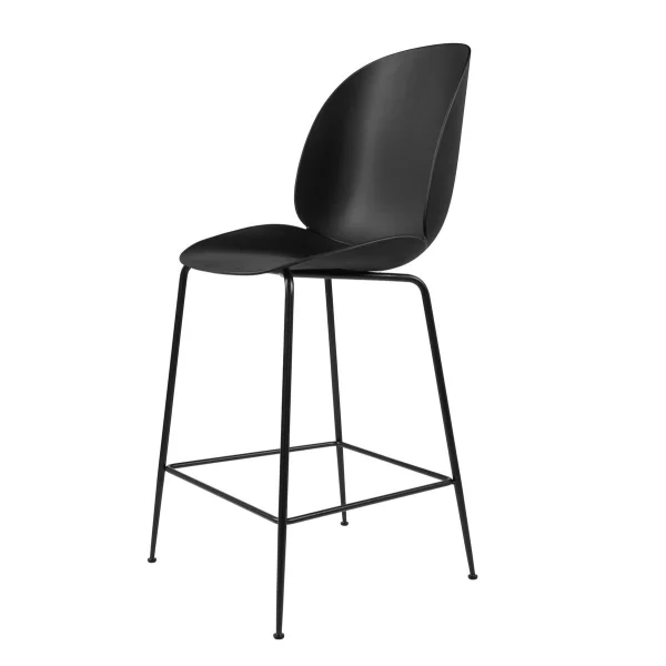 GUBI Chaise de bar Beetle plastique pieds noirs noir