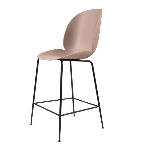 GUBI Chaise de bar Beetle plastique pieds noirs sweet pink