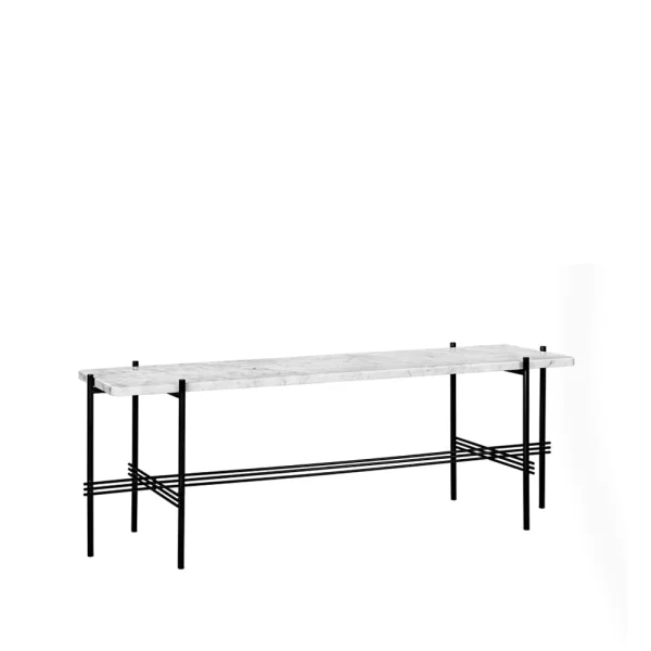 GUBI Desserte TS Console 1 marbre blanc, structure laquée noire