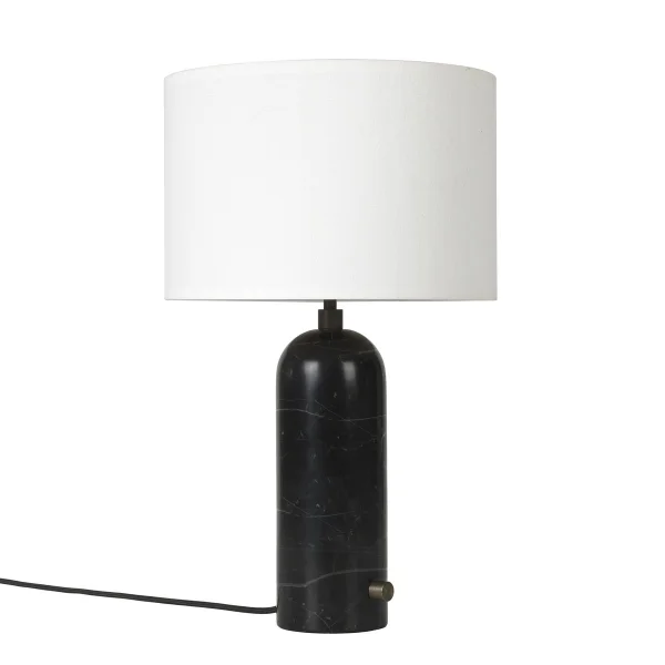 GUBI Lampe de table Grablancy S black marble + abat-jour blanc