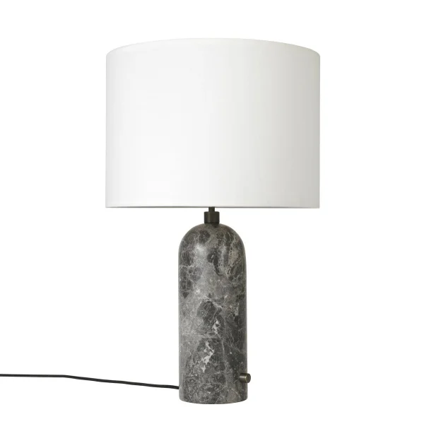 GUBI Lampe de table Grablancy S grey marble + abat-jour blanc