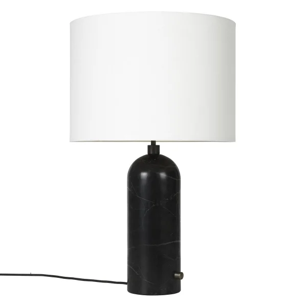 GUBI Lampe de table Gravity L black marble + abat-jour blanc