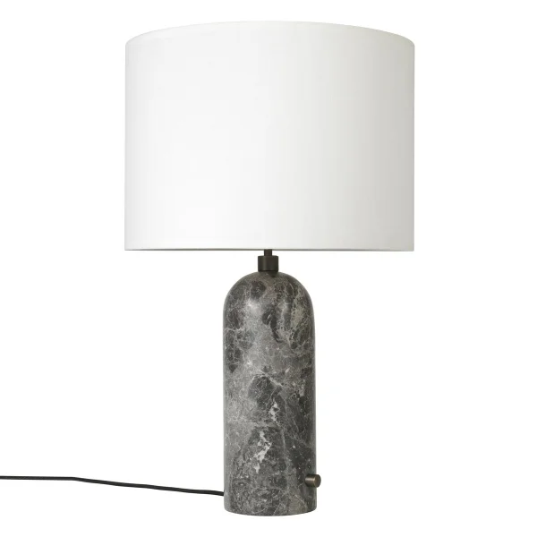 GUBI Lampe de table Gravity L grey marble + abat-jour blanc