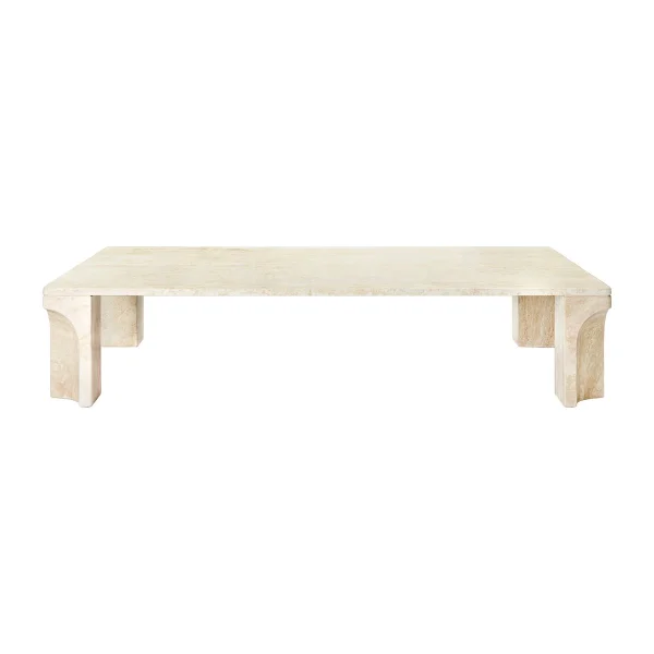 GUBI Table basse Doric 80x140 cm Blanc neutre-travertin