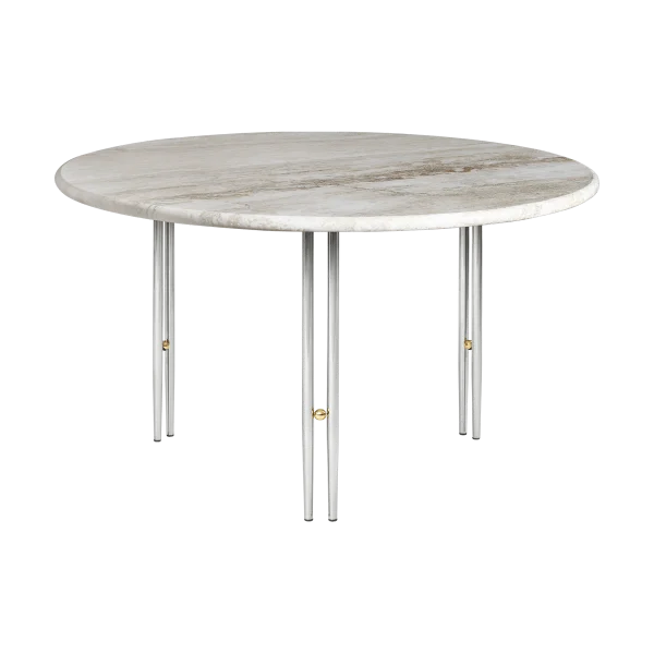 GUBI Table basse IOI Marbre beige - supports chrome ø70 cm