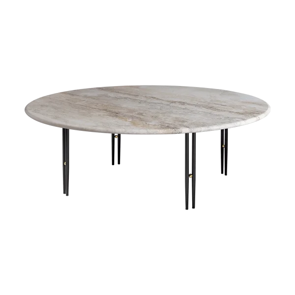 GUBI Table basse IOI Marbre beige - supports noirs ø100 cm