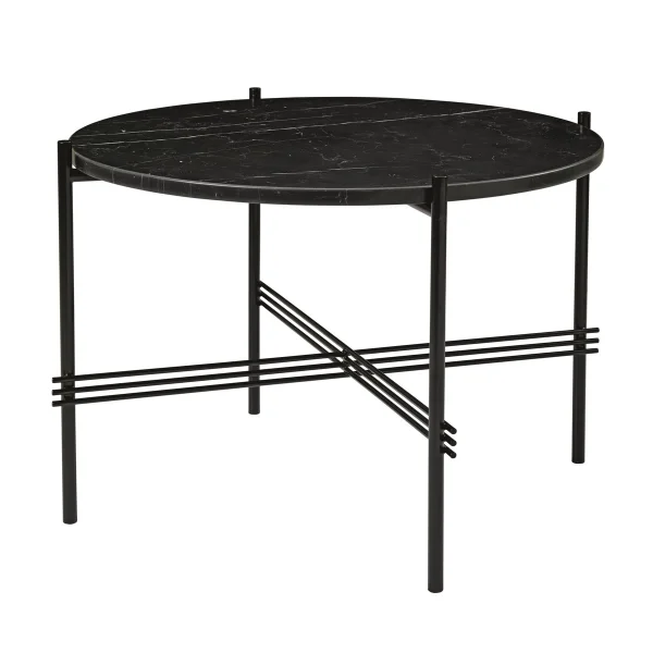 GUBI Table basse TS pieds noirs Ø55 cm marbre noir