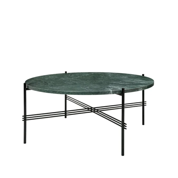 GUBI Table basse TS Round green guatemala marble, ø80, structure noire