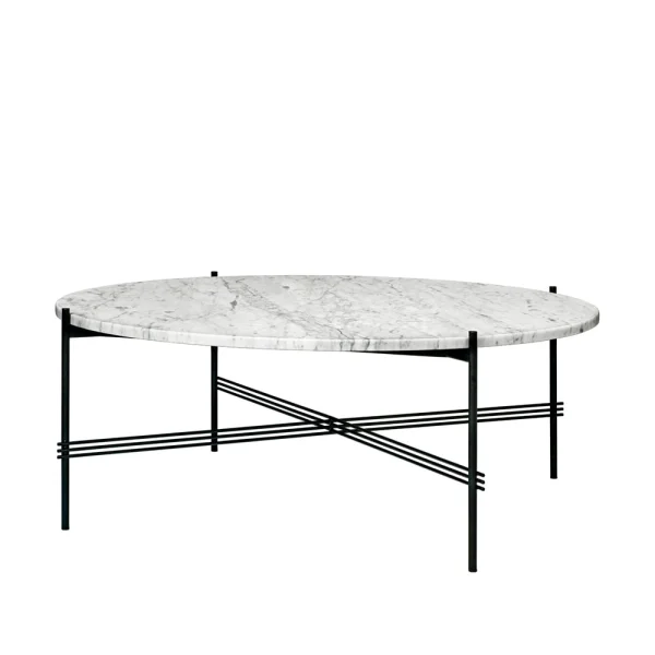 GUBI Table basse TS Round white carrara marble, ø105, structure noire