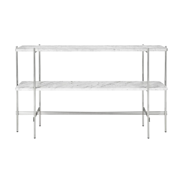 GUBI Table d’appoint TS Console 120x30x72 cm White carrara marble-acier