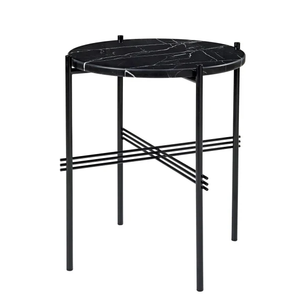 GUBI Table TS pieds noirs Ø40 cm marbre noir