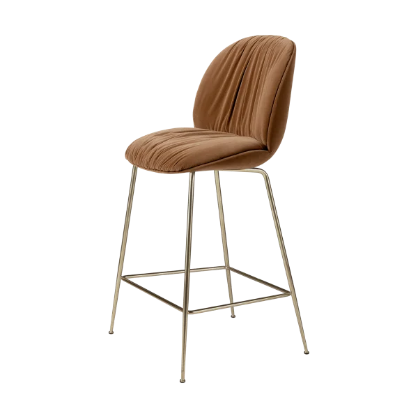 GUBI Tabouret de bar 65 cm Beetle Soft, entièrement recouvert Tabouret Reales Gubi 001, dossier noir, chrome