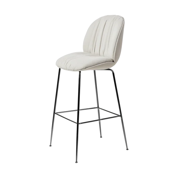 GUBI Tabouret de bar 75 cm Beetle Soft, entièrement recouvert Tabouret Reales Gubi 001, dossier noir, chrome
