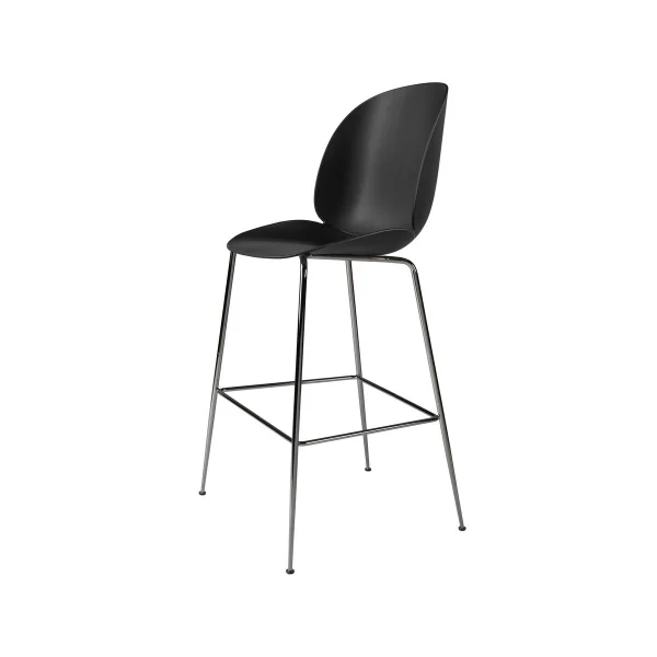 GUBI Tabouret de bar Beetle haut black, structure en acier chromé noir