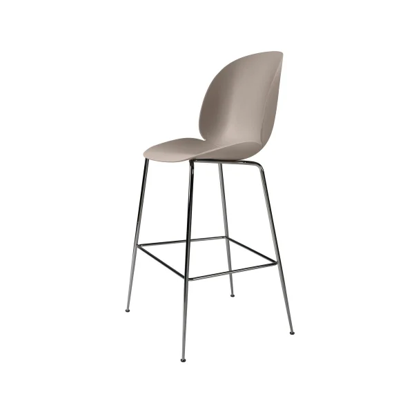 GUBI Tabouret de bar Beetle haut new beige, structure en acier chromé noir