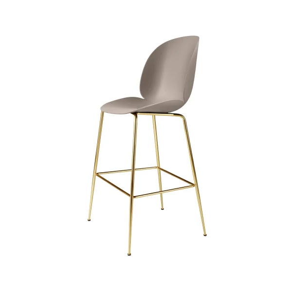 GUBI Tabouret de bar Beetle haut new beige, structure en laiton